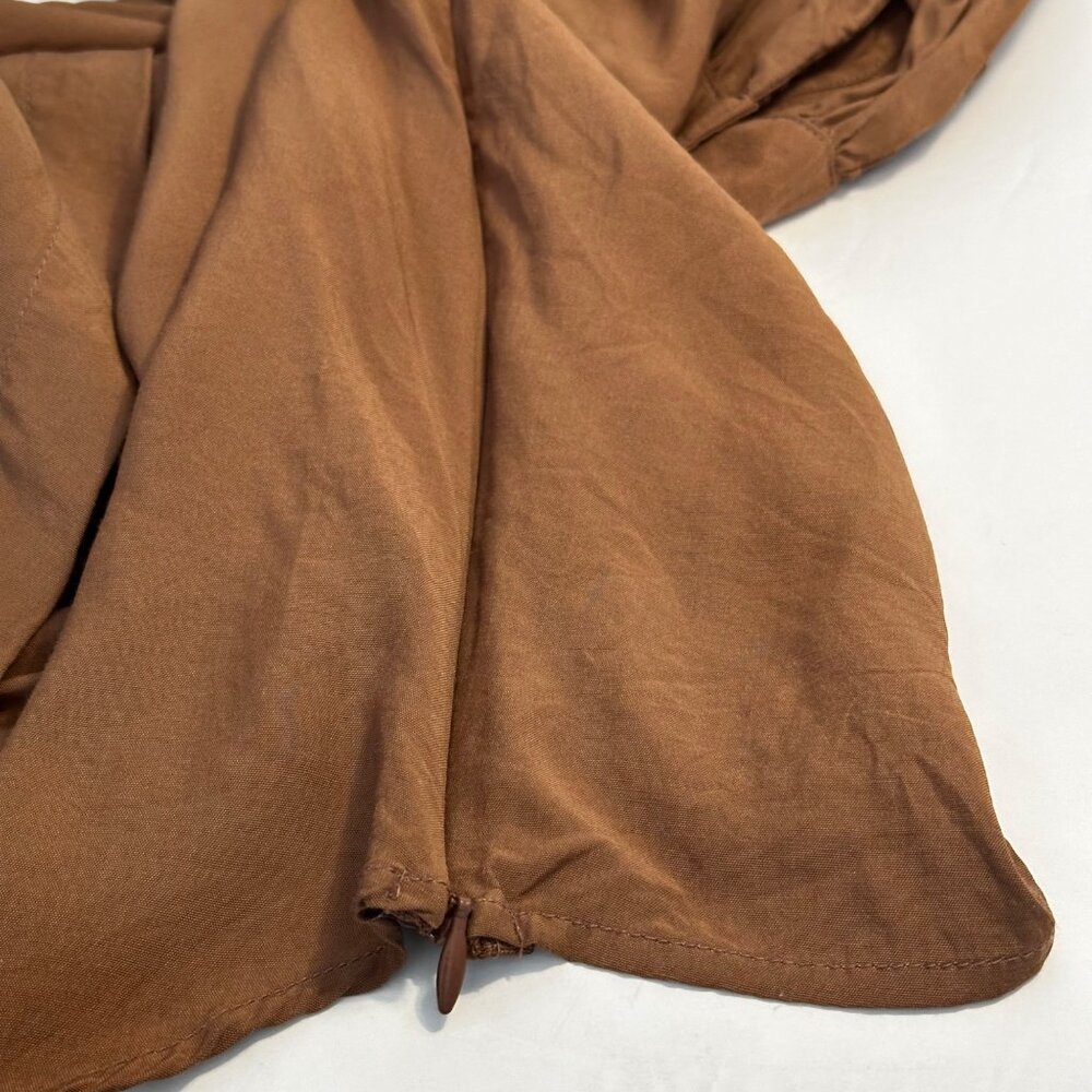 Banana Republic Women's Long Sleeve Cinnamon Spice Cropped Wrap Top Side Zip Sm - Picture 9 of 14